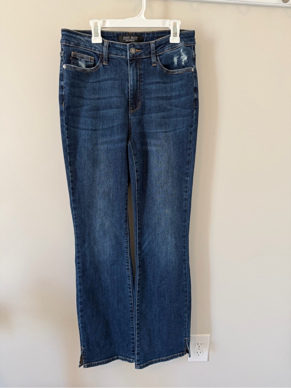 Judy Blue Slim Bootcut Jeans Side Slit Size 9/29 Stretchy High Rise